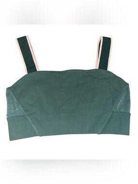 Dark Green Nike Balance Sports Bra with Pink-Trim Straps